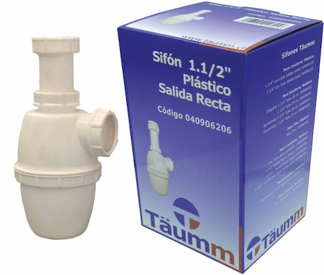 Sifón 1.1/2 Plástico Salida Recta - Caja  Taumm