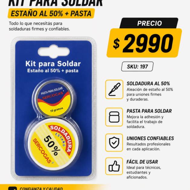 Soldadura 50% estaño con pasta 1 metro sercogas