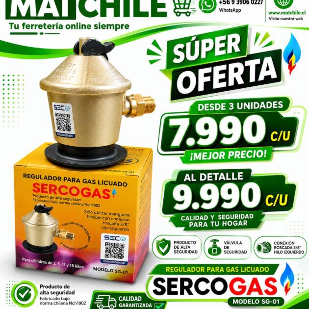 REGULADOR GAS  3 UNIDADES